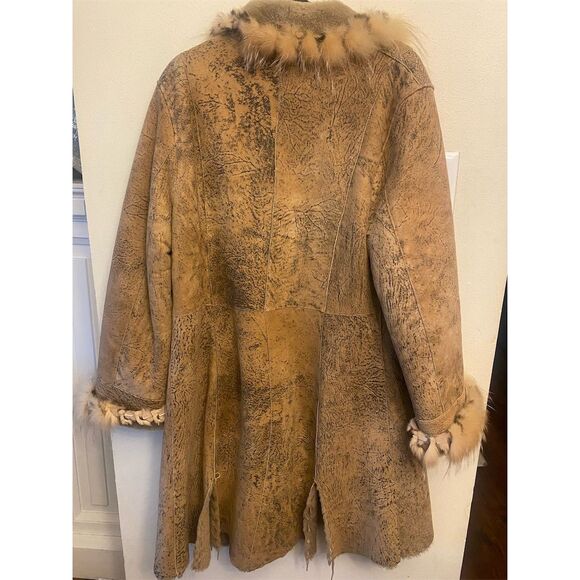 Penny Lane Women's Vintage 1970s Brown Shearling Coat Fur Trim M - Picture 2 of 2